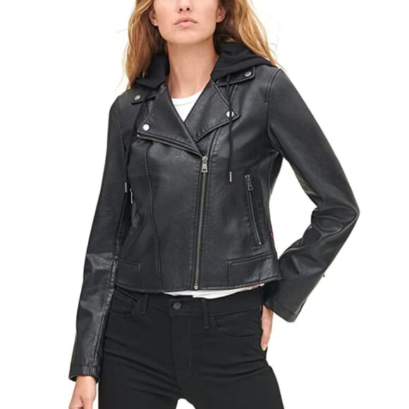 Levi's® Faux Leather Moto Jacket - Black - L - NWOT - Picture 1 of 9